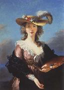 Elisabeth-Louise Vigee-Lebrun Self-Portrait in a Straw Sweden oil painting artist
